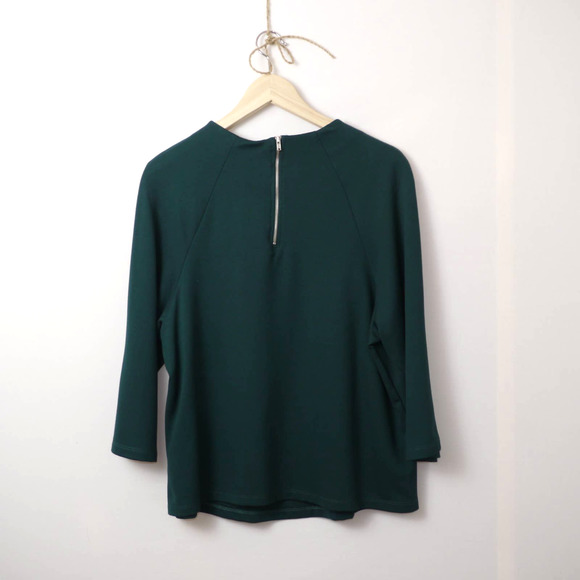 W5 Boat Neck Green 3/4 Sleeve Blouse Size L - Picture 4 of 7